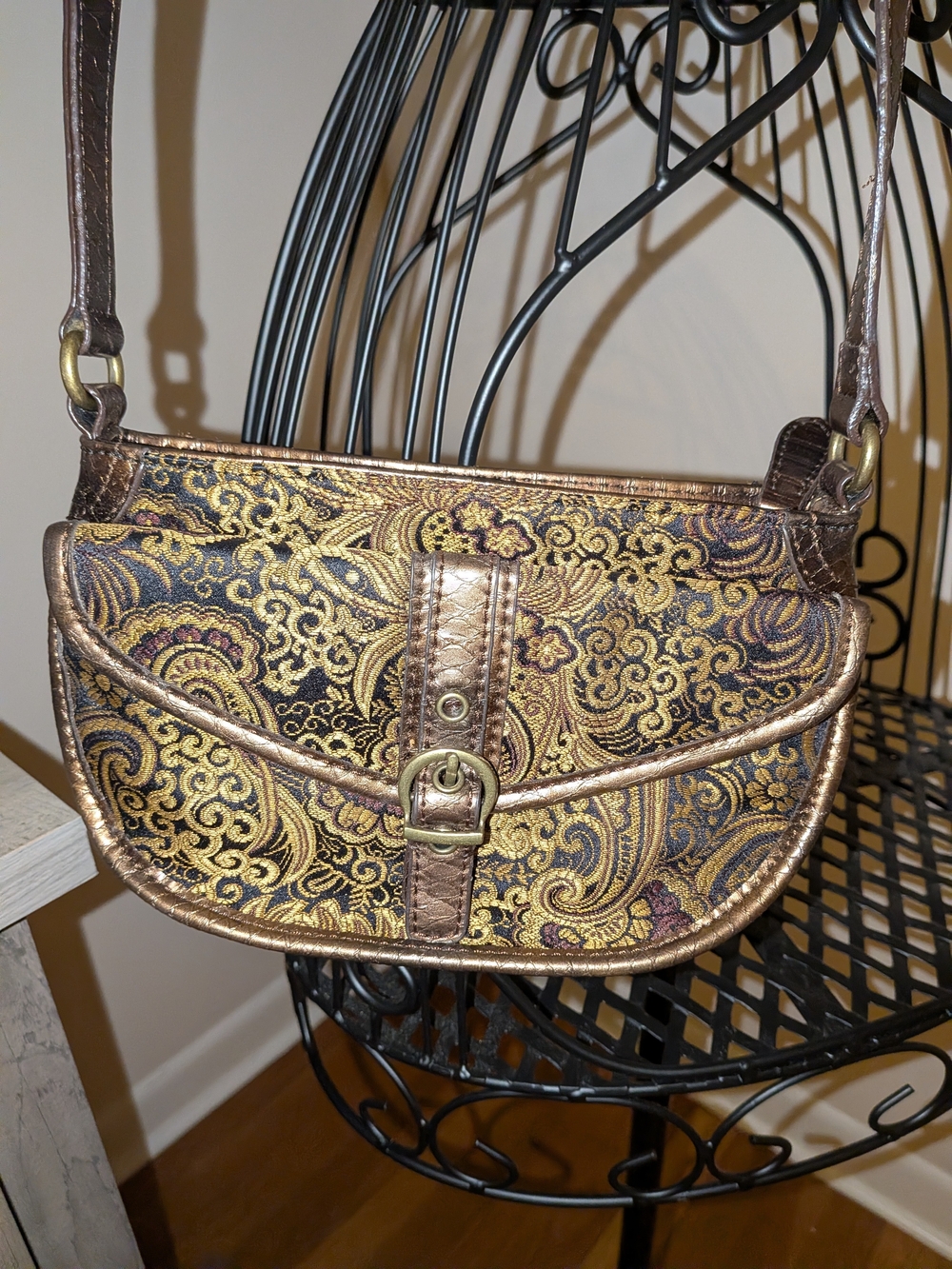 Nine West Y2K Style Paisley Tapestry Mini Crossbody Bag